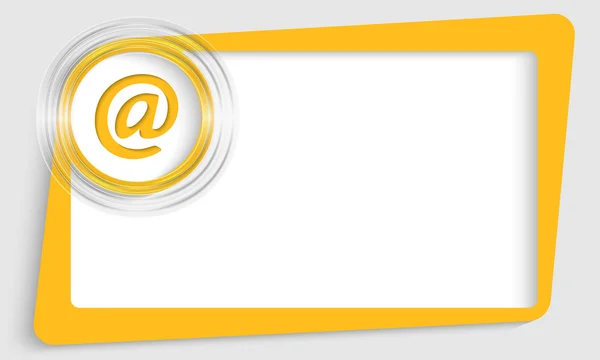 Caixa de texto abstrato amarelo com círculo transparente e ícone de e-mail — Vetor de Stock