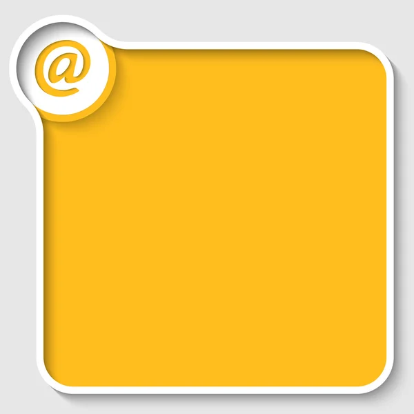 Vector yellow text frame and email icon — Stock Vector