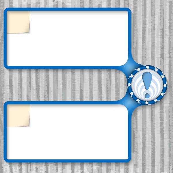Boîte double pour saisir du texte avec des flèches et un point d'exclamation — Image vectorielle