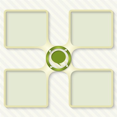 oklar ve konuşma balonu metin girmek için dört kutu