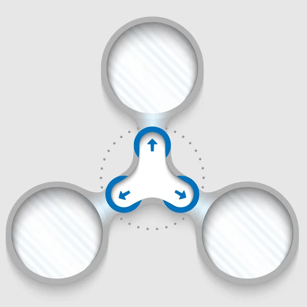 Três armações circulares conectadas para texto com setas — Vetor de Stock