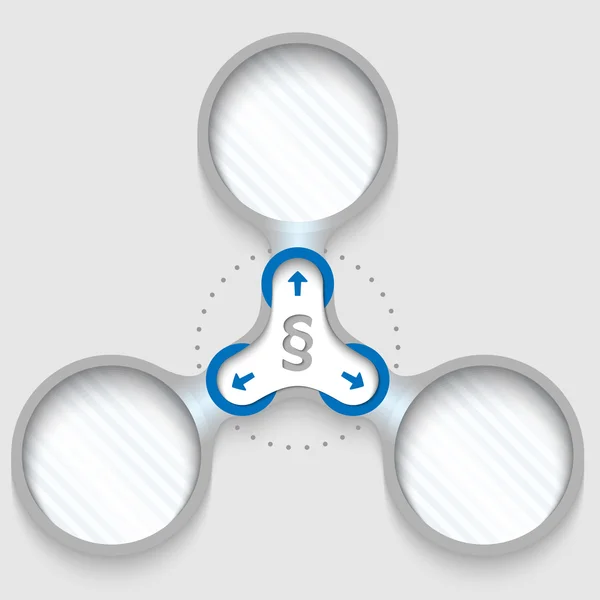 Tres marcos circulares conectados para texto con párrafo — Archivo Imágenes Vectoriales