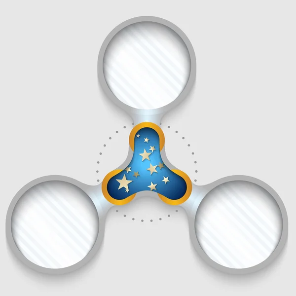 Três armações circulares conectadas para texto com estrelas — Vetor de Stock