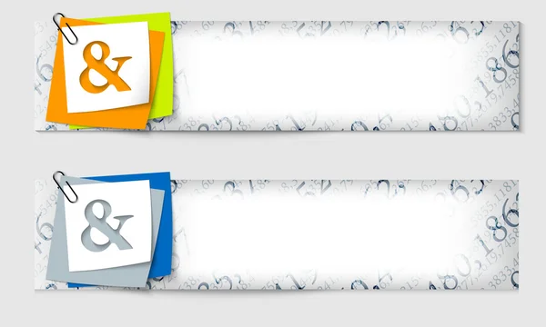 Set van twee banners met de textuur van de aantallen en de ampersand — Stockvector