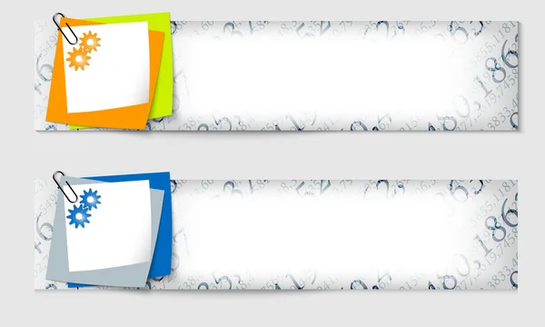 Set van twee banners met de textuur van de aantallen en de tandwielen — Stockvector