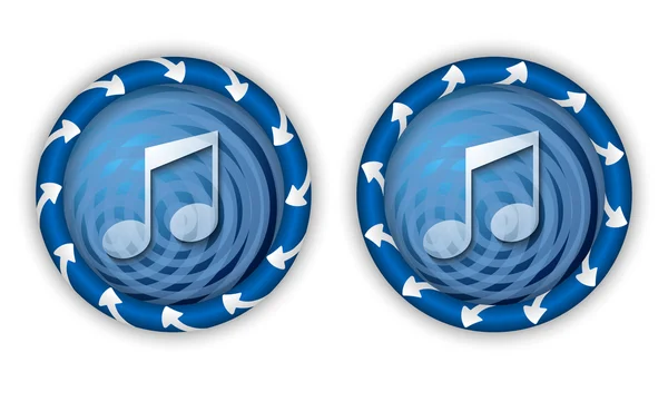 Set two icons with arrows and transparent music icon — Stock Vector