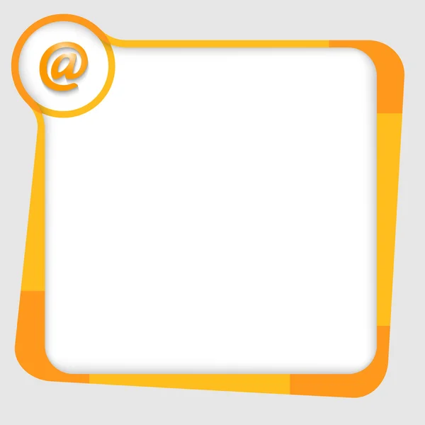 Orange and yellow box for text with email icon — Stock Vector