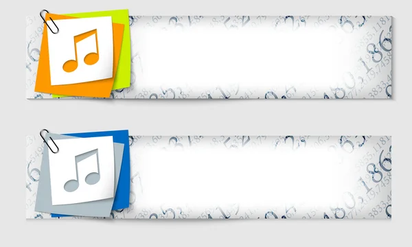 Set de dos banners con la textura de los números y música ico — Vector de stock