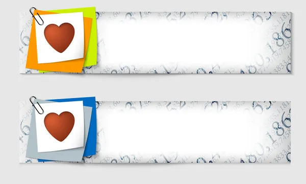 Conjunto de dos banners con la textura de los números y el corazón — Vector de stock