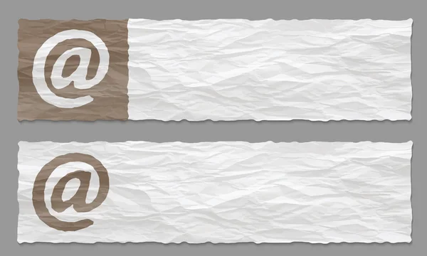 Set van twee banners met verfrommeld papier en e-mail symbool — Stockvector