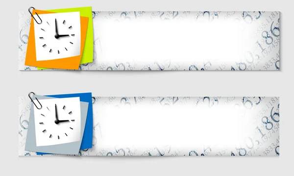 Set of two banners with the texture of the numbers and clock — Stock Vector