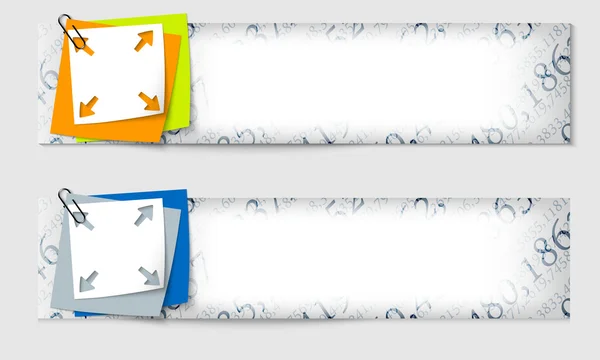 Conjunto de dos banners con la textura de los números y flechas — Vector de stock