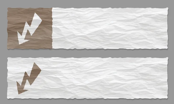 Conjunto de dos banners con papel arrugado y flash — Vector de stock