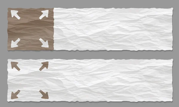 Készlet két bannerek, Összegyűrt papír és nyilak — Stock Vector