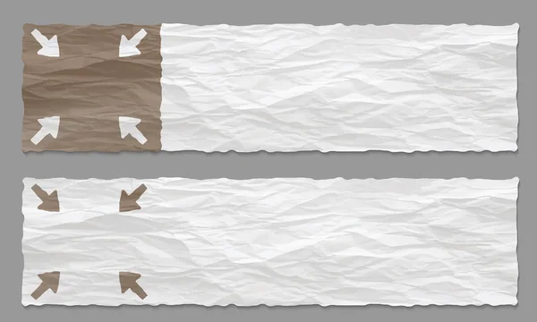 Conjunto de dois banners com papel amassado e flechas — Vetor de Stock