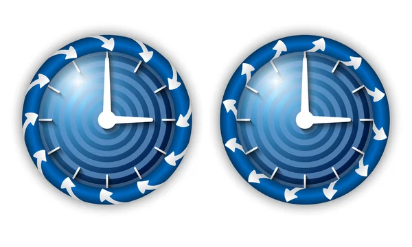 Nastavit dvě ikony šipek a hodinky — Stockový vektor