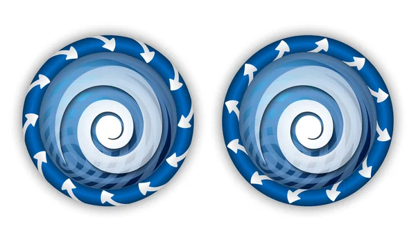 Deux icônes avec des flèches et spirale transparente — Stock vektor