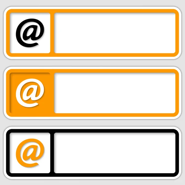 Set di tre fotogrammi per l'inserimento di testo e simbolo di posta elettronica — Vettoriale Stock