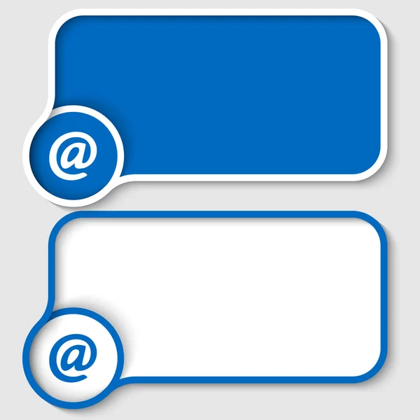 दो नीले पाठ फ्रेम और ईमेल प्रतीक का सेट — स्टॉक वेक्टर
