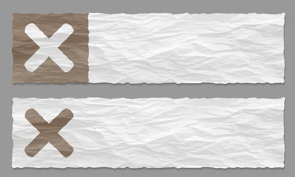 Set van twee banners met verfrommeld papier en verbod symbool — Stockvector