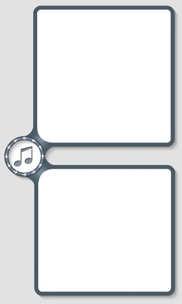 Caja doble para introducir texto con flechas y símbolo de música — Vector de stock