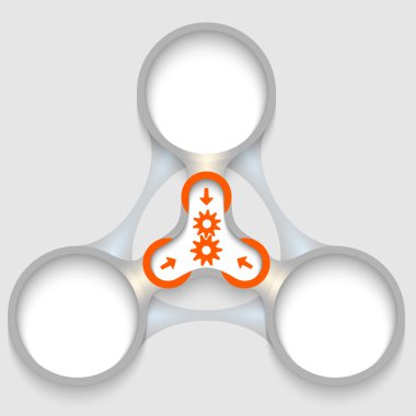 Üç bağlantılı metin kutularını dairesel cogwheels ile