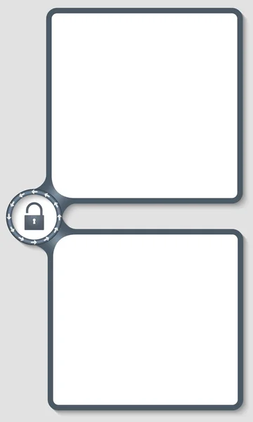 Doppia casella per inserire testo con frecce e lucchetto — Vettoriale Stock