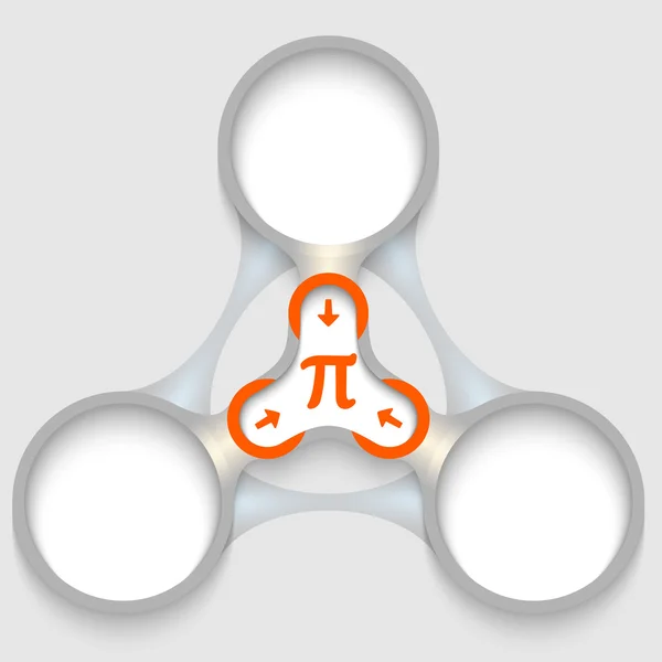 Tres cajas circulares conectadas para texto con símbolo pi — Archivo Imágenes Vectoriales