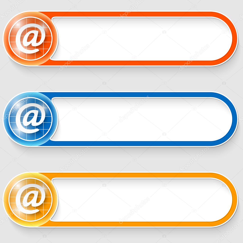 set of three vector abstract buttons with email symbol