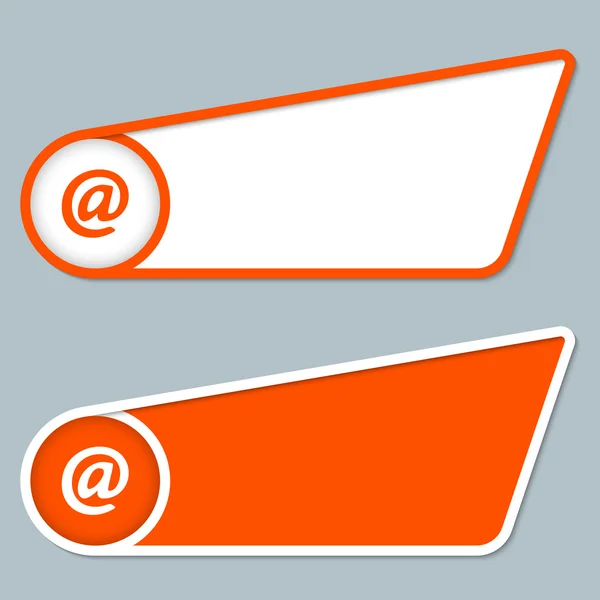 Dos cuadros naranjas para cualquier texto con símbolo de correo electrónico — Vector de stock