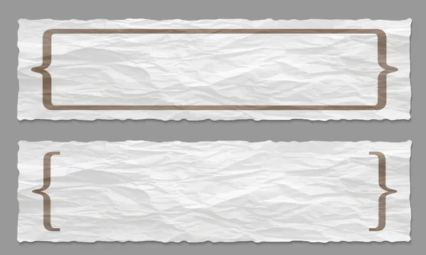 Conjunto de dos banners con papel arrugado y soportes — Vector de stock