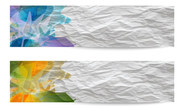 Conjunto de dos banner abstracto con textura de papel arrugado — Archivo Imágenes Vectoriales