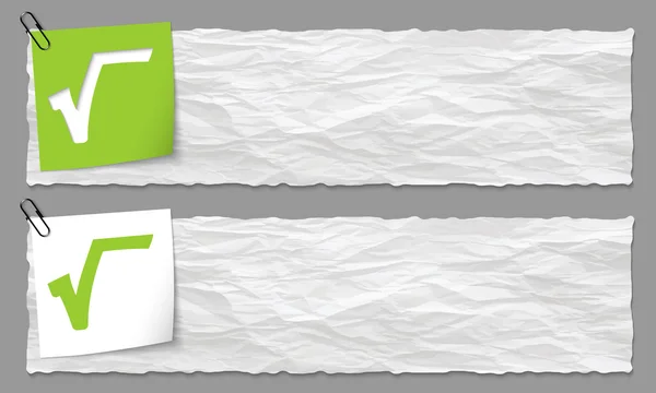 Conjunto de dois banners com papel amassado e símbolo de radix — Vetor de Stock