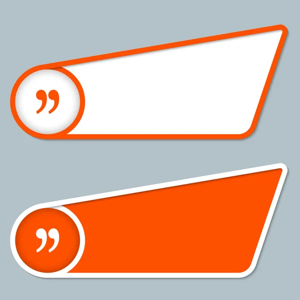 Two orange boxes for any text with quotation mark — Stock Vector