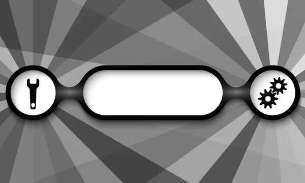 Cadre noir et blanc pour tout texte avec clé et roues dentées — Image vectorielle