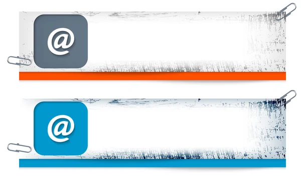 Set van twee vuile banners met e-mail symbool — Stockvector