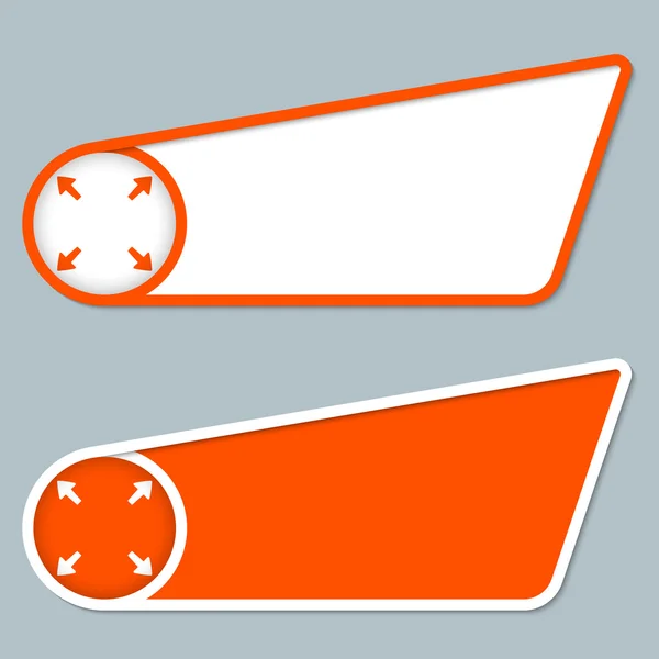 Zwei orangefarbene Felder für beliebigen Text mit Pfeilen — Stockvektor