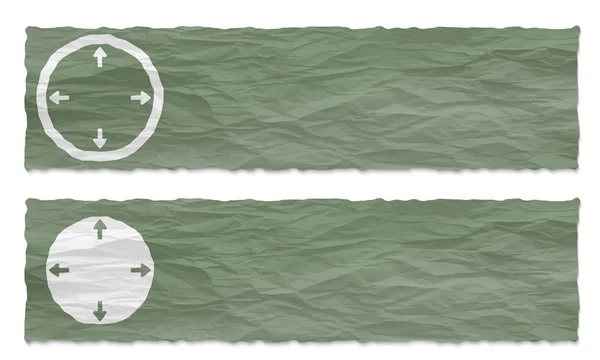 Uppsättning av två banners med skrynkligt papper och pilar — Stock vektor