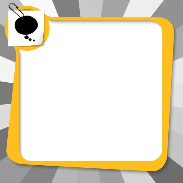 Yellow text box with paper clip and speech bubble — Stock Vector