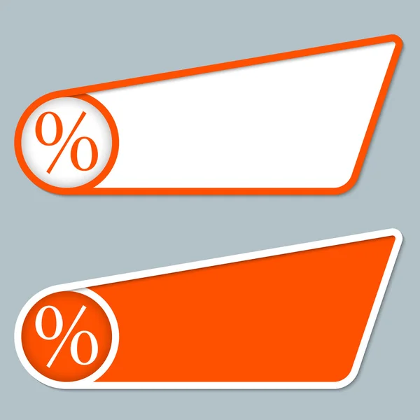 Herhangi bir metin ile yüzde simgesi için iki turuncu kutu — Stok Vektör