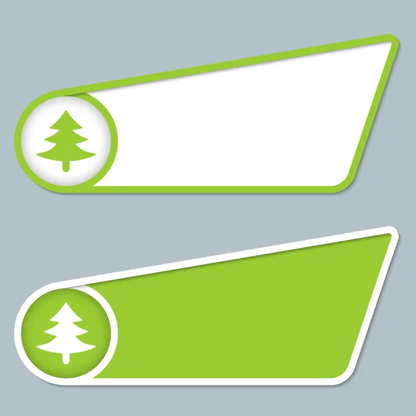Dos casillas verdes para cualquier texto con símbolo de árbol — Vector de stock