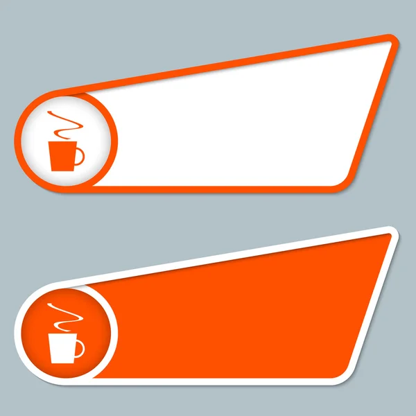 Dos cajas naranjas para cualquier texto con taza de café — Archivo Imágenes Vectoriales