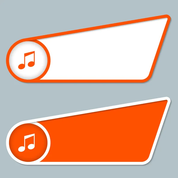 Two orange boxes for any text with music symbol — Stock Vector