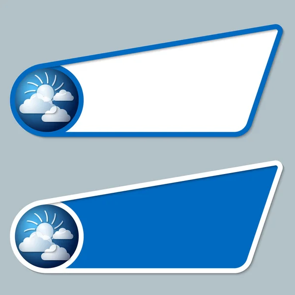 太陽と雲と任意のテキストの 2 つの青色のボックス — ストックベクタ
