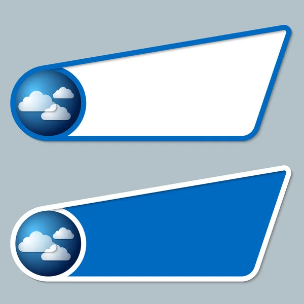 Duas caixas azuis para qualquer texto com nuvens — Vetor de Stock