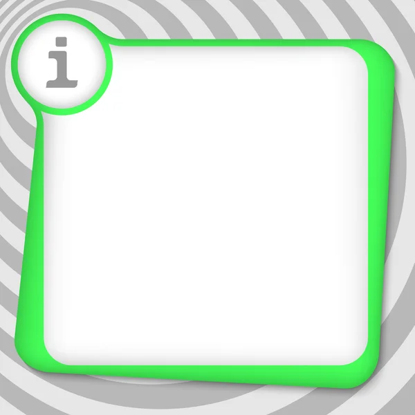 Cuadro verde para introducir texto con símbolo de información — Archivo Imágenes Vectoriales