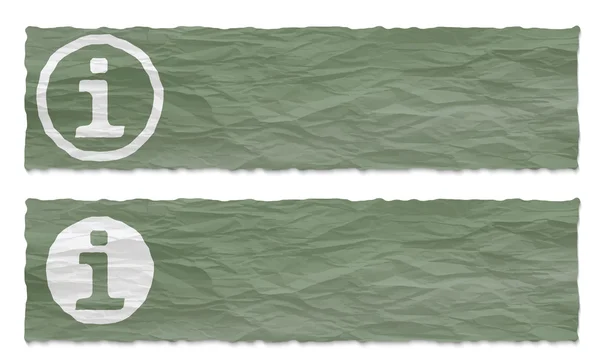Conjunto de dois banners com papel amassado e símbolo info — Vetor de Stock