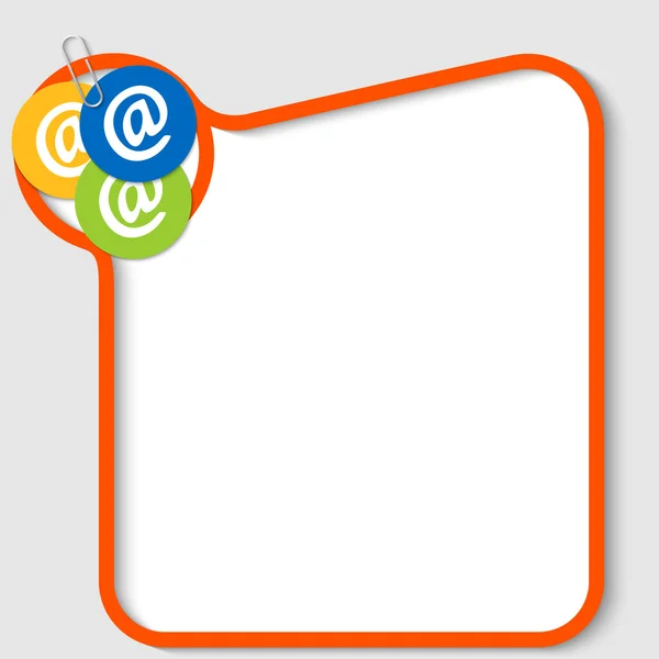 Caixa de texto vetorial para qualquer texto com símbolos de e-mail e clipe de papel — Vetor de Stock