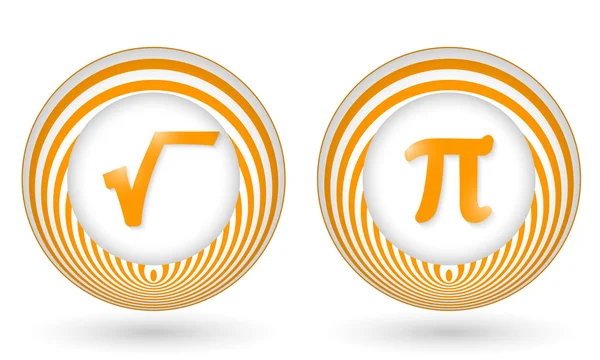 Conjunto de dos iconos naranjas con símbolos — Vector de stock