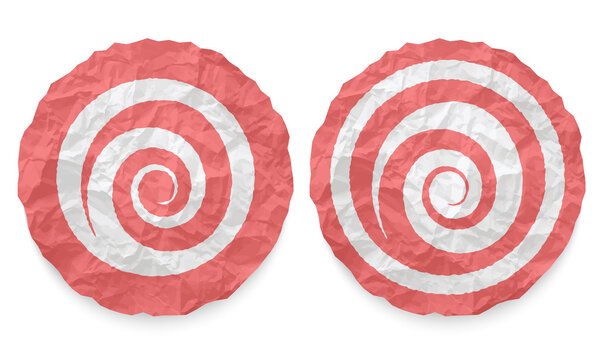 two icons with texture crumpled paper and spiral